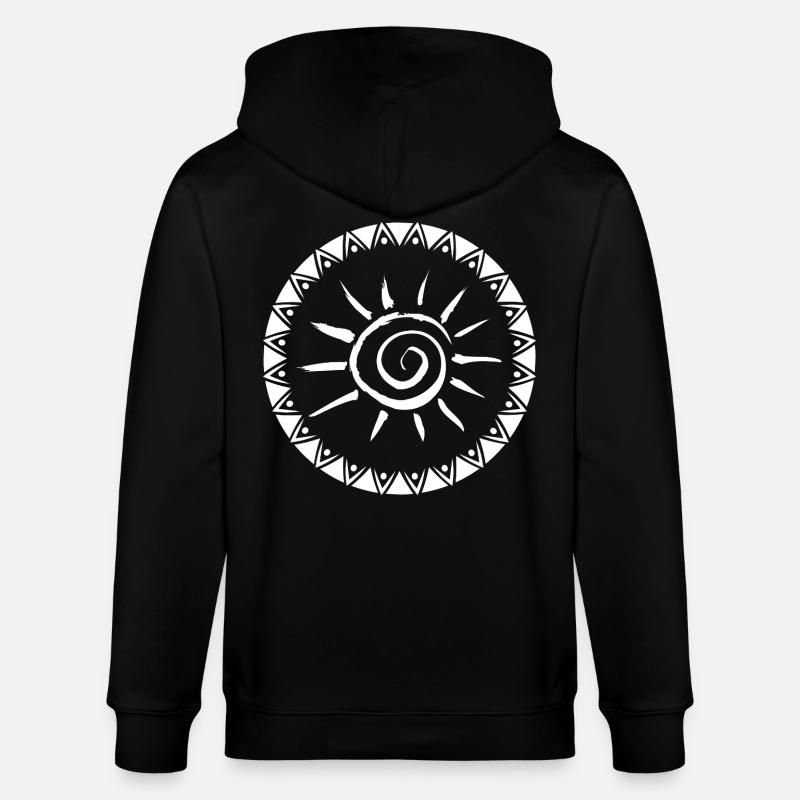 Conception géométrique du mandala Sunburst - Veste à capuche bio CULTIVATOR Stanley/Stella Unisexe - noir