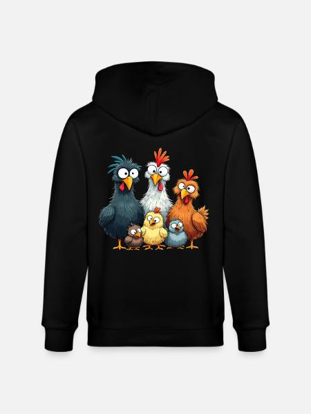 Bunte Hühnergruppe Comedy Design - Stanley/Stella Unisex Bio-Kapuzenjacke CULTIVATOR  - Schwarz