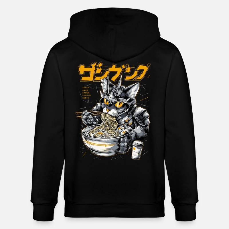 Cyber chat mangeant des ramen - Veste à capuche bio CULTIVATOR Stanley/Stella Unisexe - noir