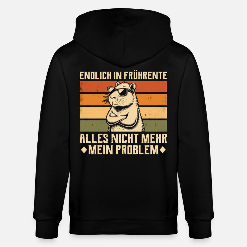Endlich in Frührente - Capybara - Altersteilzeit - Stanley/Stella Unisex Bio-Kapuzenjacke CULTIVATOR  - Schwarz