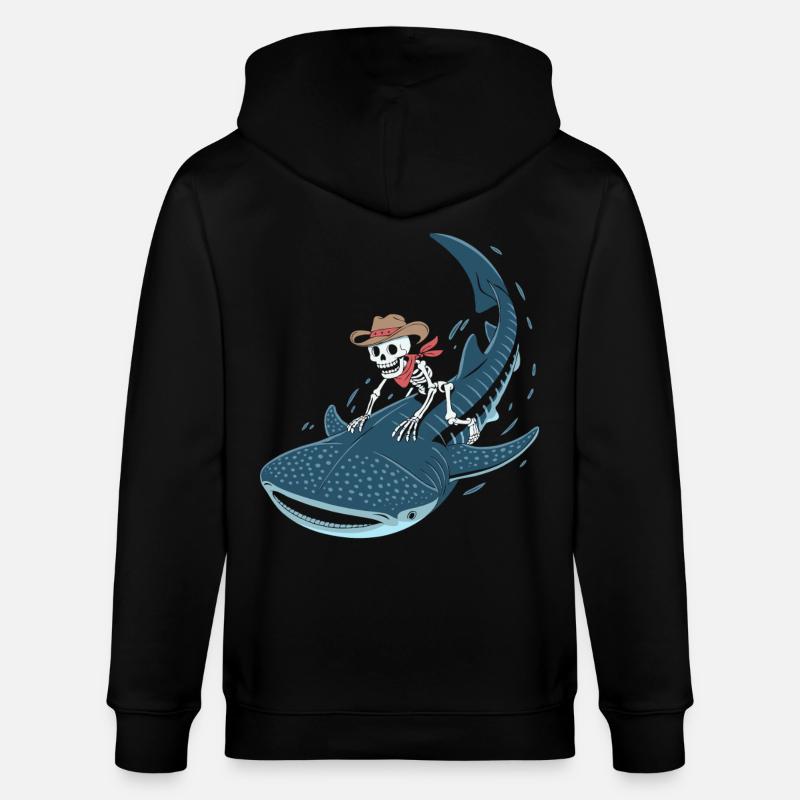 Squelette de cow-boy sur requin baleine - Veste à capuche bio CULTIVATOR Stanley/Stella Unisexe - noir