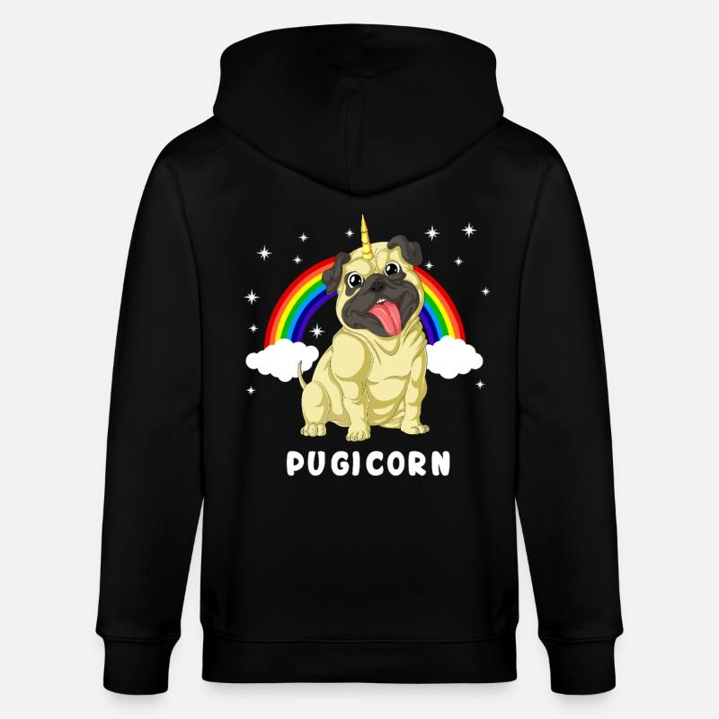 Mops Einhorn - Stanley/Stella Unisex Bio-Kapuzenjacke CULTIVATOR  - Schwarz