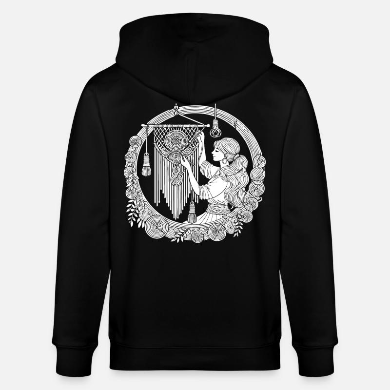 Makramee Design – Kreativität & Boho Style - Stanley/Stella Unisex Bio-Kapuzenjacke CULTIVATOR - Schwarz