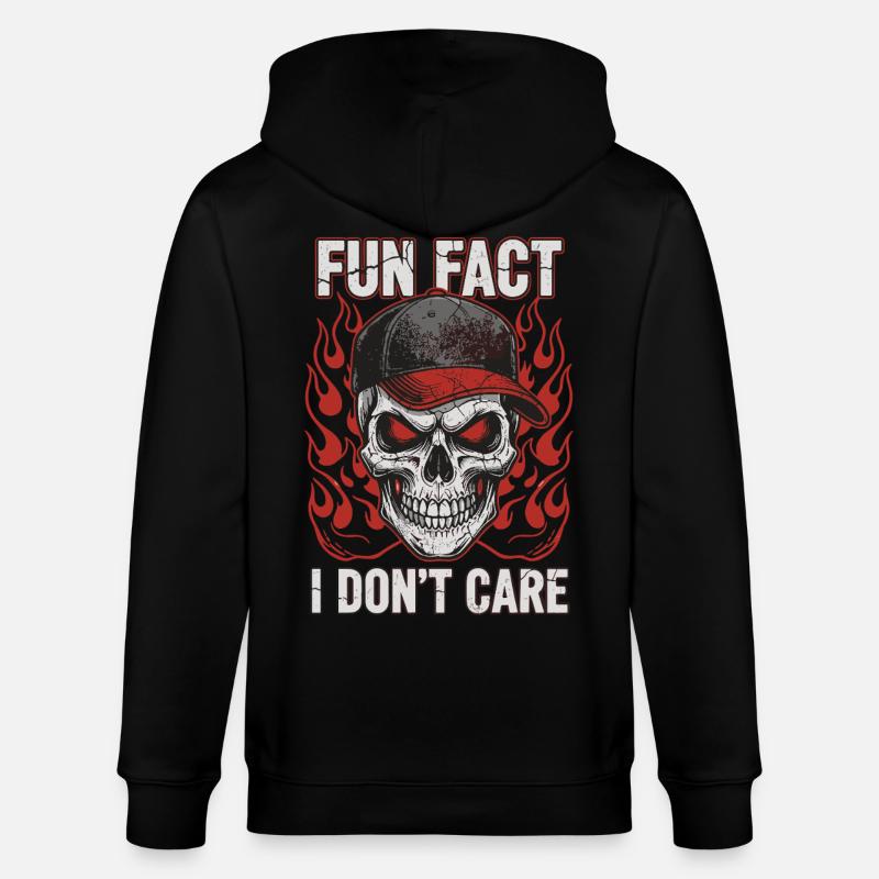 Skull mit Baseball Cap und Feuerdesign - Stanley/Stella Unisex Bio-Kapuzenjacke CULTIVATOR  - Schwarz