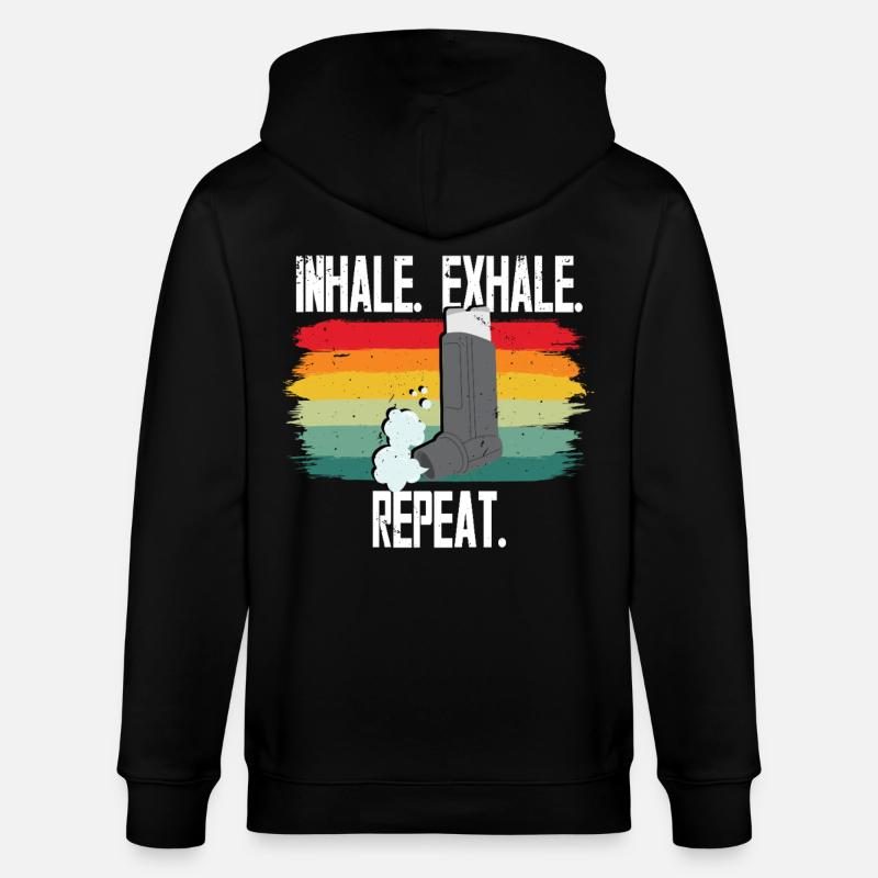 Asthma Asthmatiker Inhale Exhale Repeat - Stanley/Stella Unisex Bio-Kapuzenjacke CULTIVATOR  - Schwarz