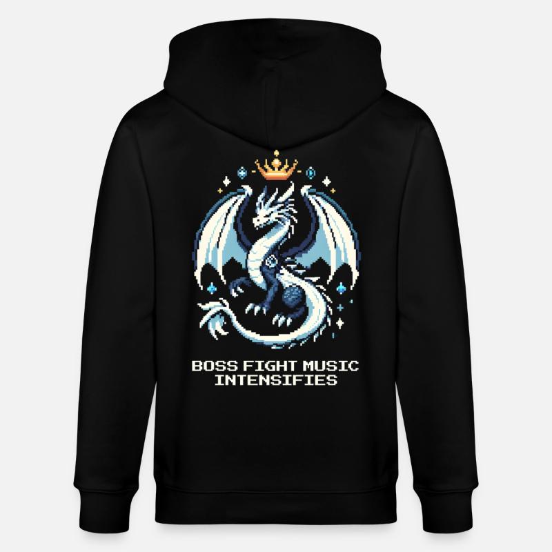 Bosskampf-Musik | Drache Pixel Art - Stanley/Stella Unisex Bio-Kapuzenjacke CULTIVATOR - Schwarz