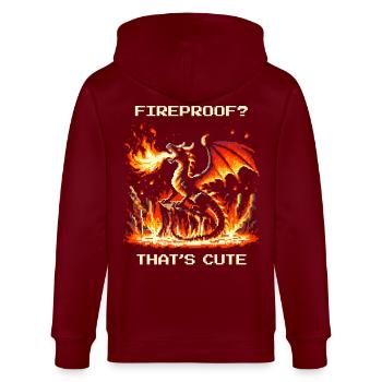 Fireproof? Cute. | Fantasy Dragon Pixel Art - Stanley/Stella CULTIVATOR  Unisex Organic Hooded Jacket - burgundy - Back - Anna (173cm)