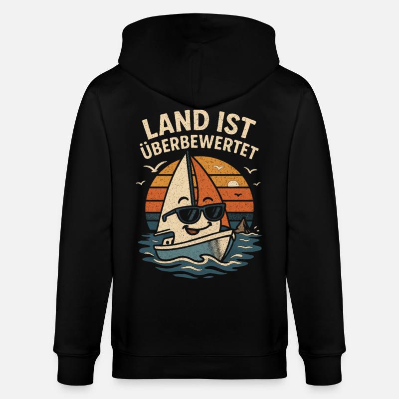 Überbewertetes Land Surfboot - Stanley/Stella Unisex Bio-Kapuzenjacke CULTIVATOR - Schwarz