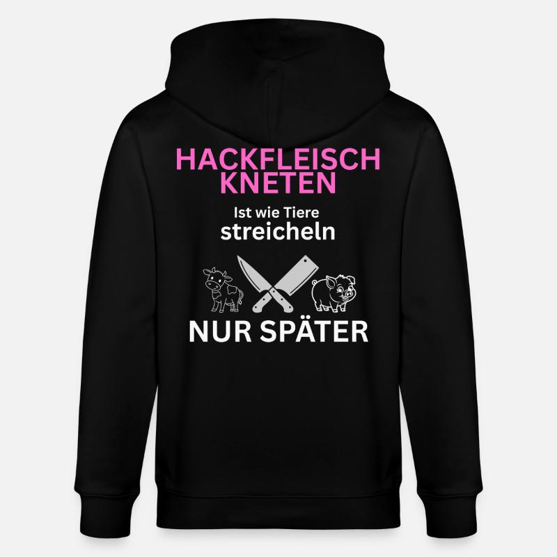 Fleisch Esser - Tiere streicheln-nur Später - Stanley/Stella Unisex Bio-Kapuzenjacke CULTIVATOR - Schwarz