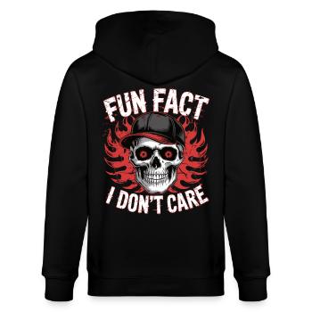 Skull Spruch Fun Fact - Stanley/Stella Unisex Bio-Kapuzenjacke CULTIVATOR  - Schwarz - Hinten - Anna (173cm)