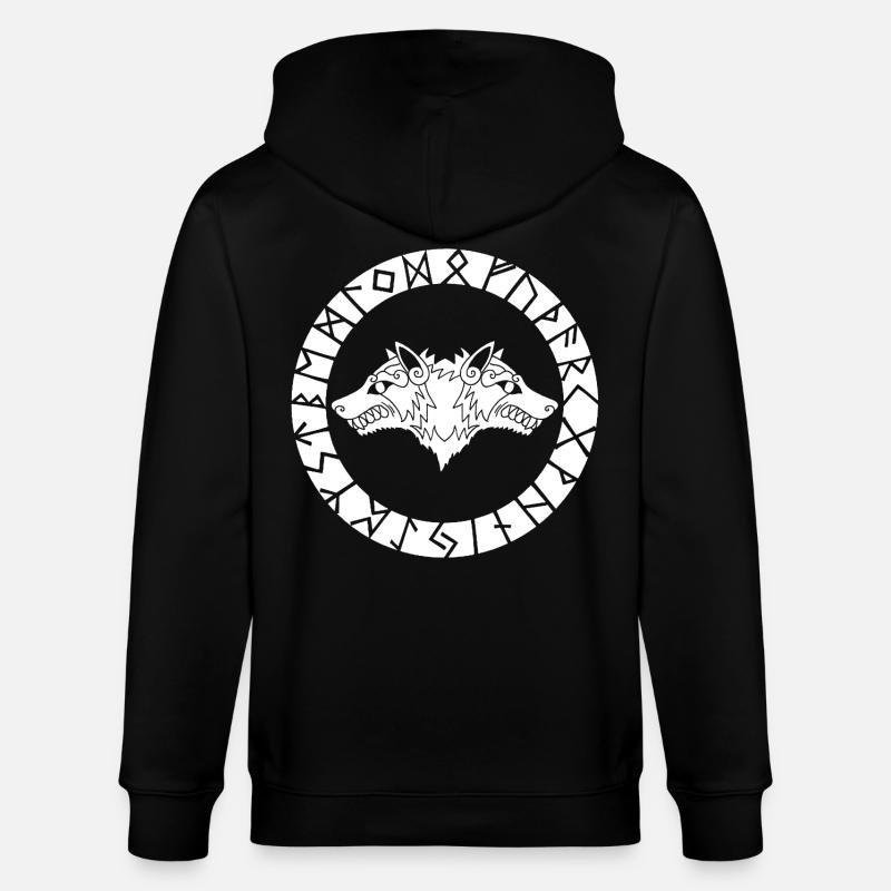 Wikingerwolf mit zwei Köpfen - Stanley/Stella Unisex Bio-Kapuzenjacke CULTIVATOR - Schwarz