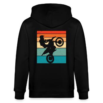 Motocross Retro Motorsport - Stanley/Stella Unisex Bio-Kapuzenjacke CULTIVATOR  - Schwarz - Hinten - Anna (173cm)