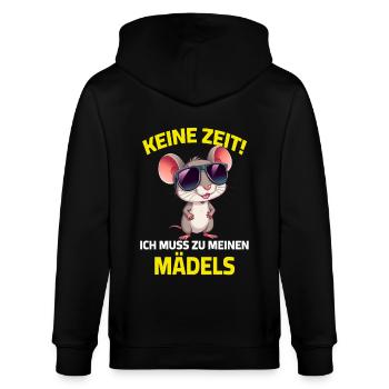Keine Zeit ich muss zu meinen Mädels Maus Sprüche - Stanley/Stella Unisex Bio-Kapuzenjacke CULTIVATOR  - Schwarz - Hinten - Anna (173cm)