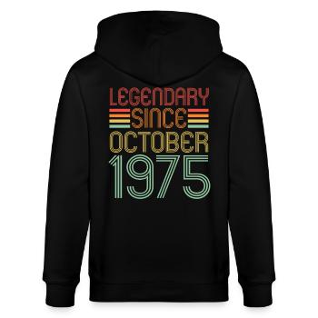 Legendär seit Oktober 1975, Retro, Geburtstag - Stanley/Stella Unisex Bio-Kapuzenjacke CULTIVATOR  - Schwarz - Hinten - Anna (173cm)