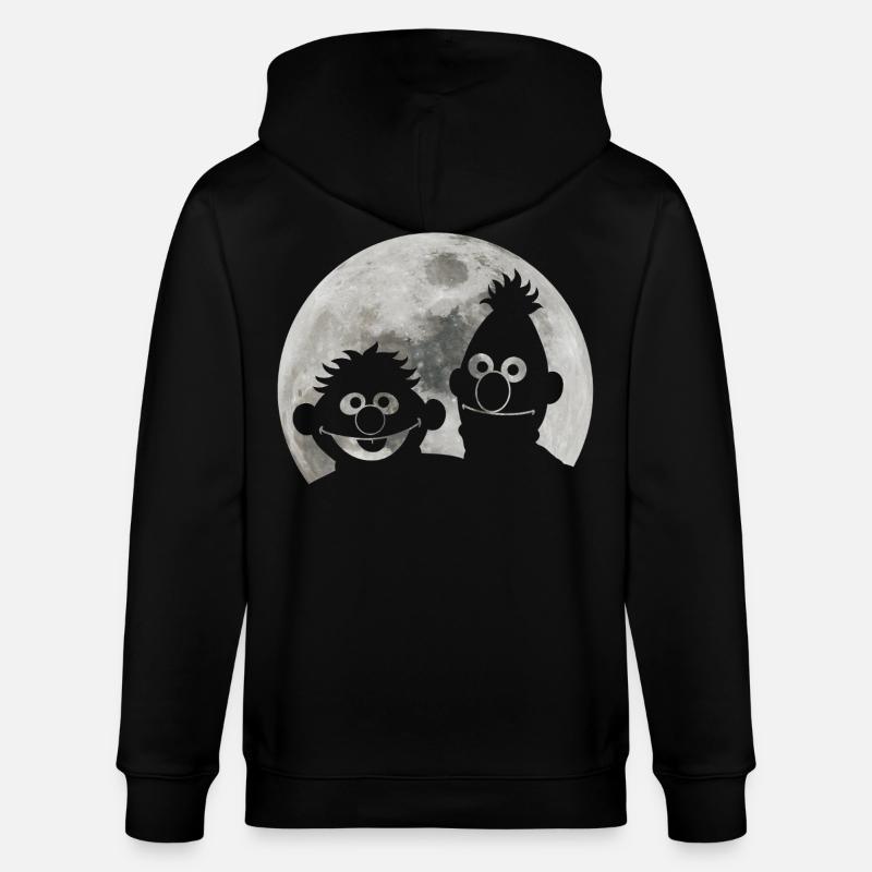 Sesamstraße Ernie & Bert Bei Mondschein - Stanley/Stella Unisex Bio-Kapuzenjacke CULTIVATOR - Schwarz