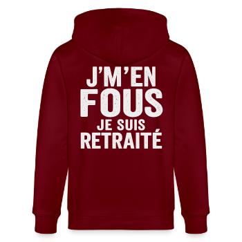 J’m’en fous je suis retraité humour drôle cadeau - Veste à capuche bio CULTIVATOR Stanley/Stella Unisexe - bordeaux - Dos - Anna (173cm)
