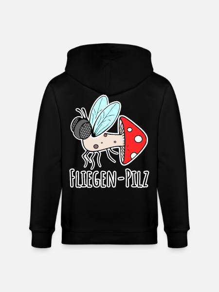 Fly agaric - half fly, half mushroom - Stanley/Stella CULTIVATOR Unisex Organic Hooded Jacket - black