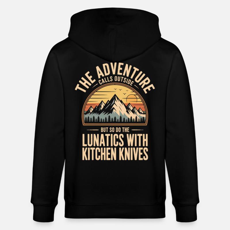 Abenteuer ruft draußen: Lunatics mit Küchenmessern - Stanley/Stella Unisex Bio-Kapuzenjacke CULTIVATOR  - Schwarz