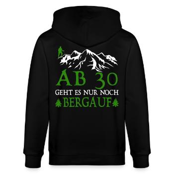 AB30 Geburtstag Geht Es Nur Noch Bergauf - Stanley/Stella Unisex Bio-Kapuzenjacke CULTIVATOR  - Schwarz - Hinten - Anna (173cm)
