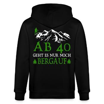 Wanderer 40 Geburtstag Geht es Bergauf - Stanley/Stella Unisex Bio-Kapuzenjacke CULTIVATOR  - Schwarz - Hinten - Anna (173cm)