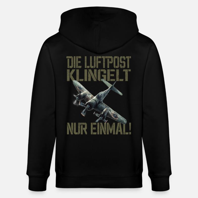 Die Luftpost Klingelt Nur Einmal Flugzeug - Stanley/Stella Unisex Bio-Kapuzenjacke CULTIVATOR  - Schwarz