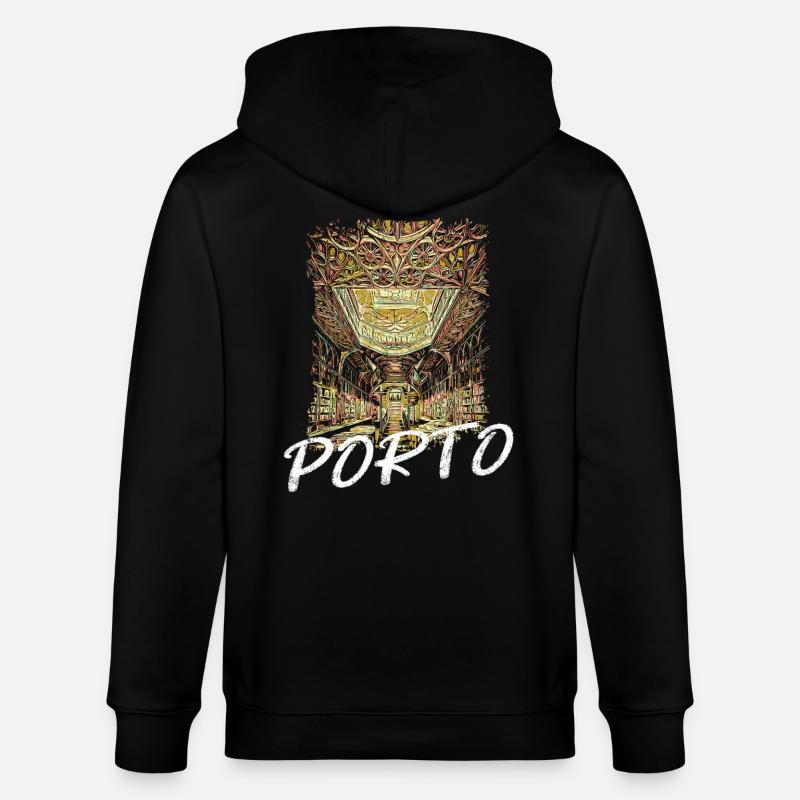 Librairie Lello Porto illustration intérieure - Veste à capuche bio CULTIVATOR Stanley/Stella Unisexe - noir