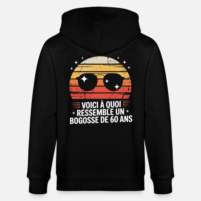 Soleil rétro Bogosse 60 ans - Veste à capuche bio CULTIVATOR Stanley/Stella Unisexe - noir
