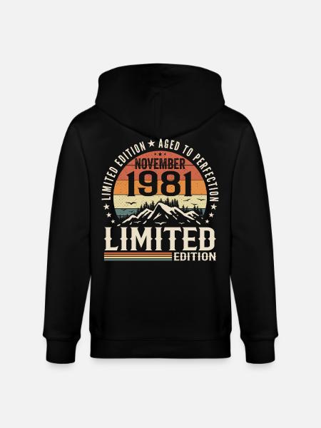 November 1981 Unique Retro Birthday - Stanley/Stella CULTIVATOR Unisex Organic Hooded Jacket - black