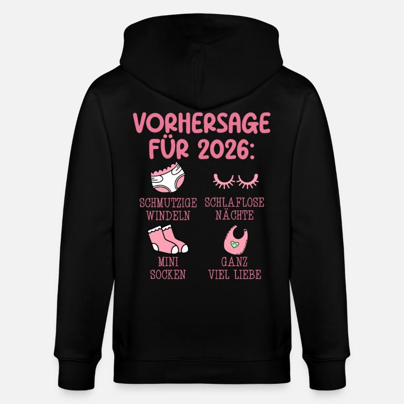 Werdende Mutter 2026 VORHERSAGE Lustiges - Stanley/Stella Unisex Bio-Kapuzenjacke CULTIVATOR  - Schwarz