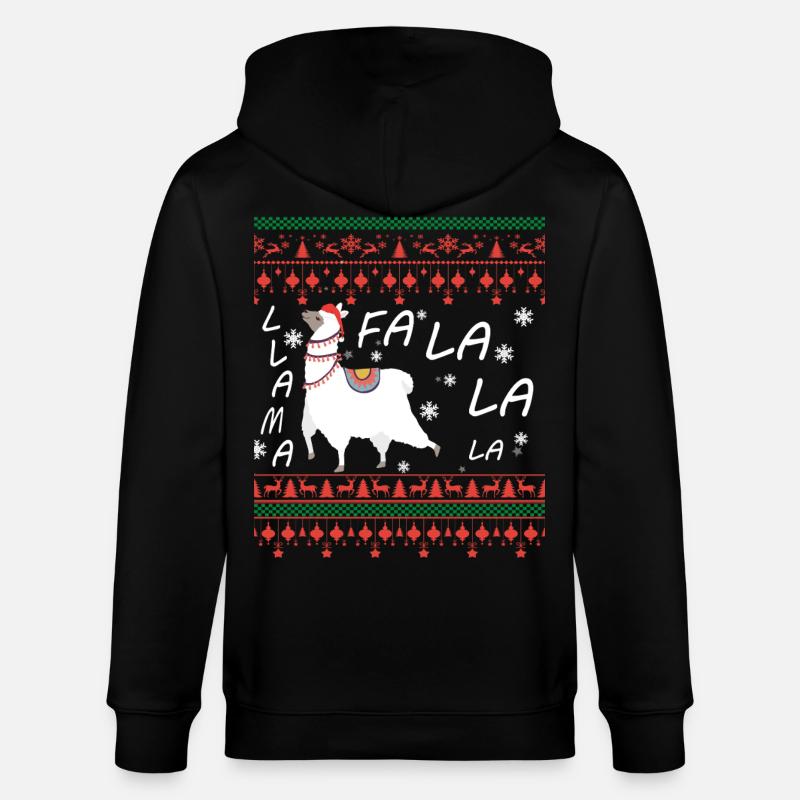 Pull de Noël moche Llama - Veste à capuche bio CULTIVATOR Stanley/Stella Unisexe - noir