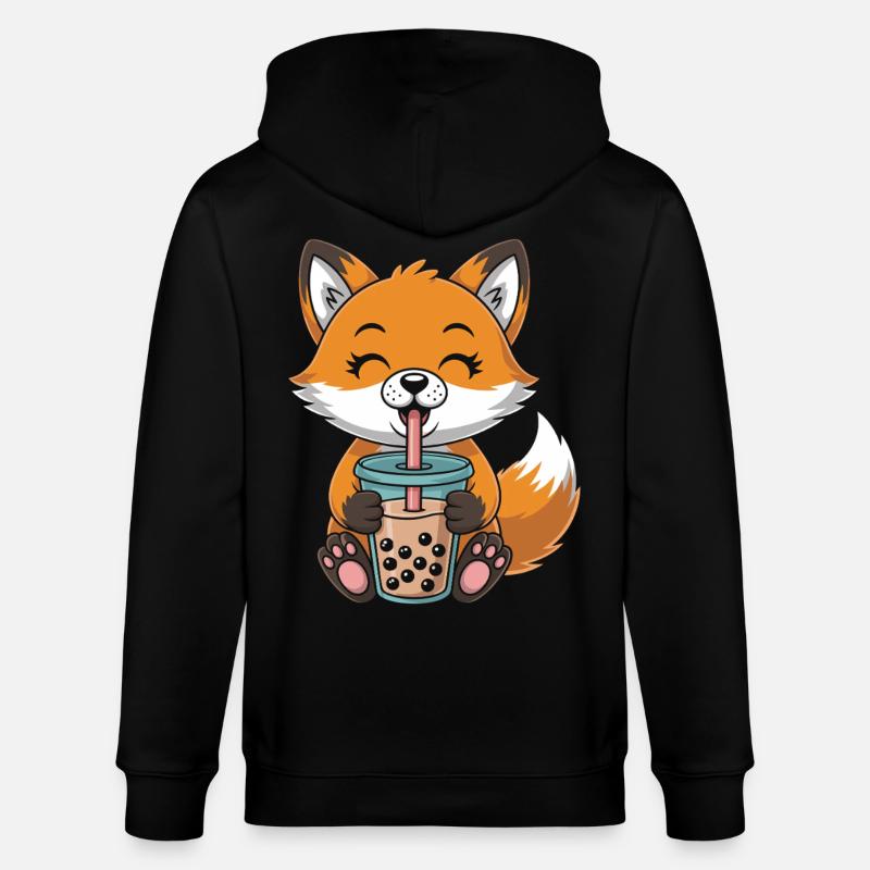 Kawaii Bubble Tee Fuchs Boba Tee - Stanley/Stella Unisex Bio-Kapuzenjacke CULTIVATOR  - Schwarz