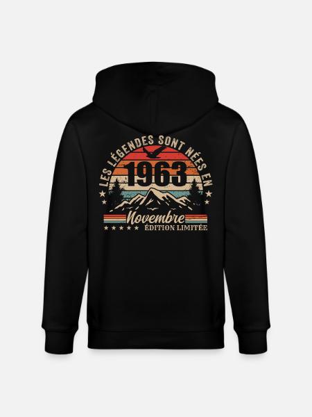 Awesome since November 1963 | November 1963 - Stanley/Stella CULTIVATOR Unisex Organic Hooded Jacket - black