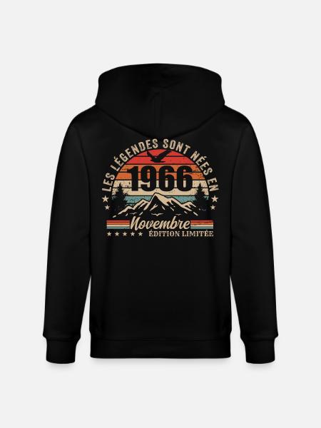 Awesome since November 1966 | November 1966 - Stanley/Stella CULTIVATOR  Unisex Organic Hooded Jacket - black