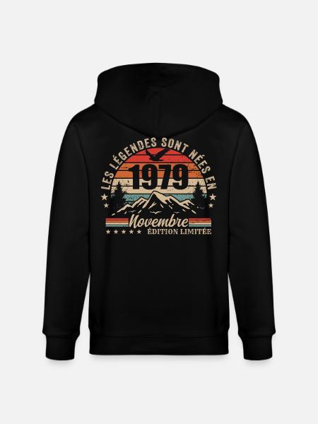 Awesome since November 1979 | November 1979 - Stanley/Stella CULTIVATOR Unisex Organic Hooded Jacket - black