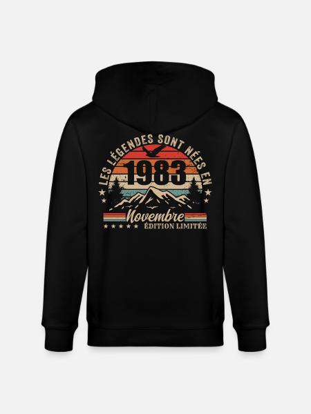 Awesome since November 1983 | November 1983 - Stanley/Stella CULTIVATOR  Unisex Organic Hooded Jacket - black
