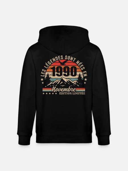 Awesome since November 1990 | November 1990 - Stanley/Stella CULTIVATOR Unisex Organic Hooded Jacket - black