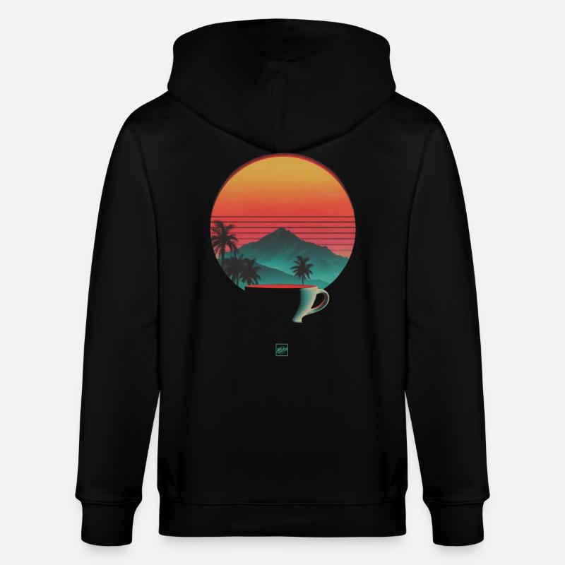 Coucher de soleil et café - Veste à capuche bio CULTIVATOR Stanley/Stella Unisexe - noir