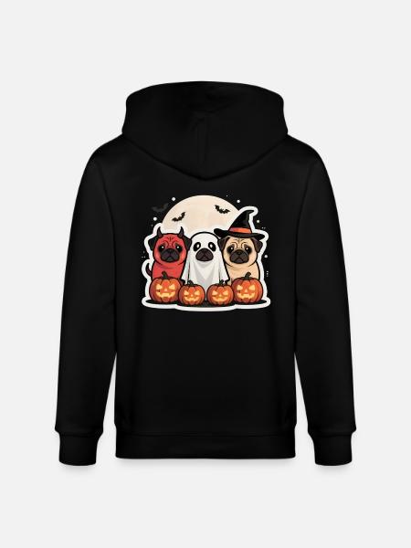 Pug Halloween Costume Funny Pumpkin Gift - Stanley/Stella CULTIVATOR  Unisex Organic Hooded Jacket - black