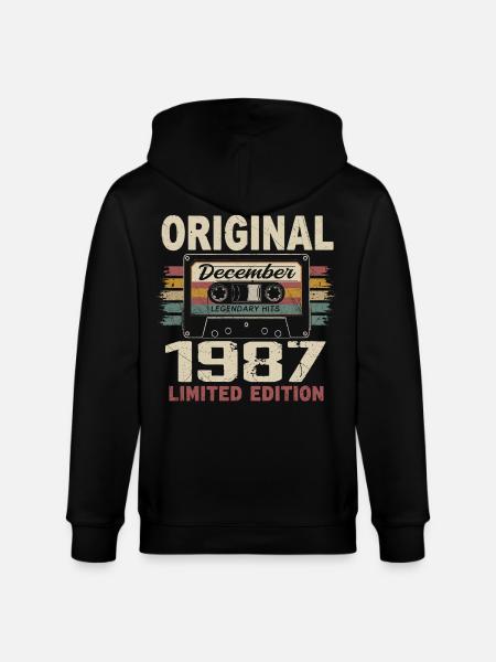December 1987 Birthday Gift - Stanley/Stella CULTIVATOR Unisex Organic Hooded Jacket - black