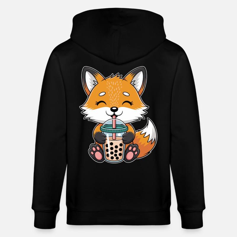 Kawaii Bubble Tee Fuchs Boba Tee - Stanley/Stella Unisex Bio-Kapuzenjacke CULTIVATOR  - Schwarz