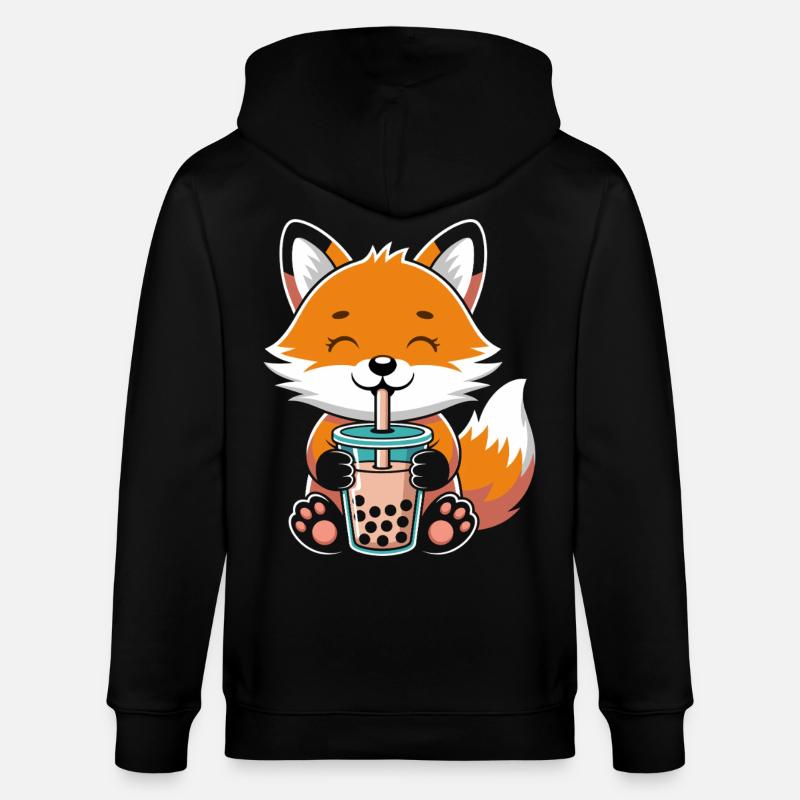 Kawaii Bubble Tee Fuchs Boba Tee - Stanley/Stella Unisex Bio-Kapuzenjacke CULTIVATOR  - Schwarz