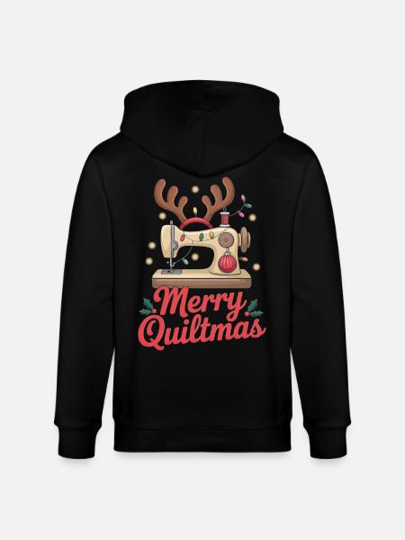 Merry Quiltmas Couture festive Père Noël Noël - Veste à capuche bio CULTIVATOR Stanley/Stella Unisexe - noir