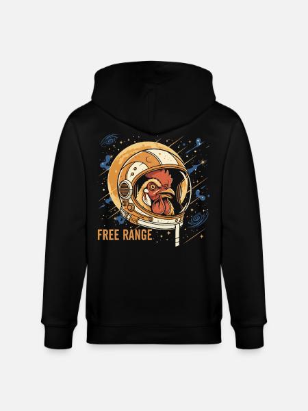 Space chicken in astronaut helmet - Stanley/Stella CULTIVATOR Unisex Organic Hooded Jacket - black
