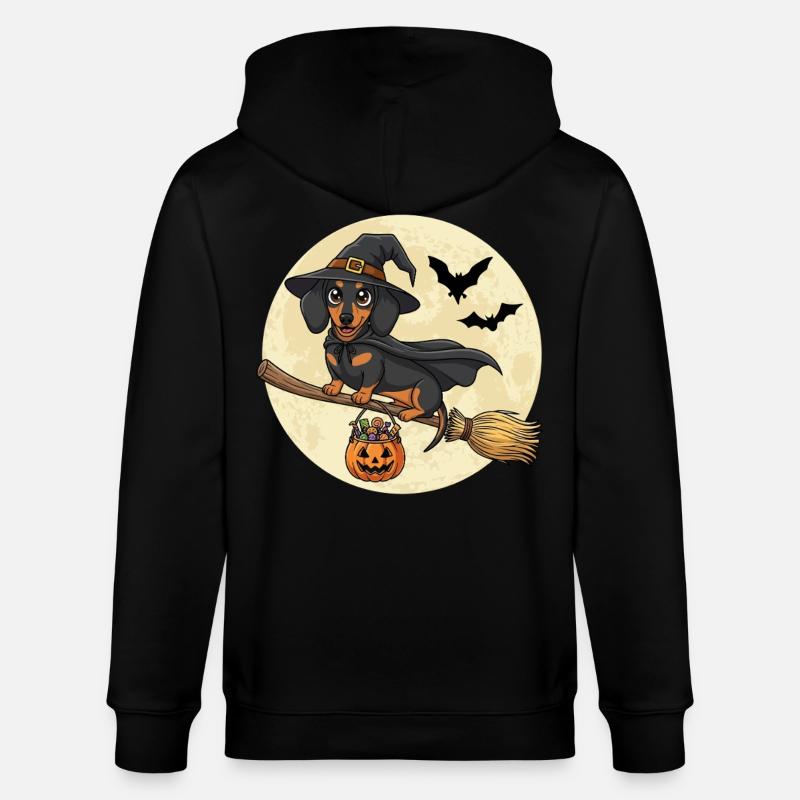 Teckel mignon sorcière Halloween - Veste à capuche bio CULTIVATOR Stanley/Stella Unisexe - noir