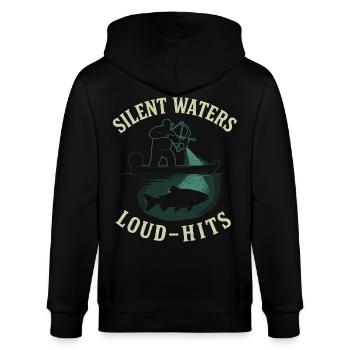 Silent Waters Loud-Hits Angler Abenteuer - Stanley/Stella Unisex Bio-Kapuzenjacke CULTIVATOR  - Schwarz - Hinten - Anna (173cm)
