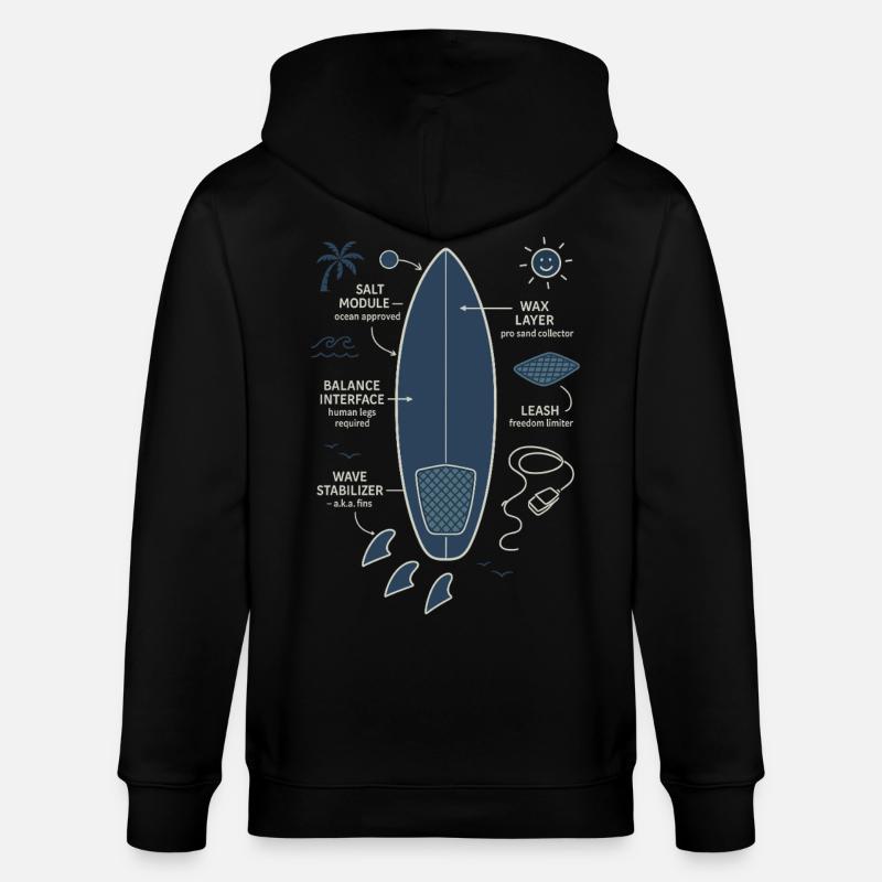 Plan de planche de surf - Veste à capuche bio CULTIVATOR Stanley/Stella Unisexe - noir