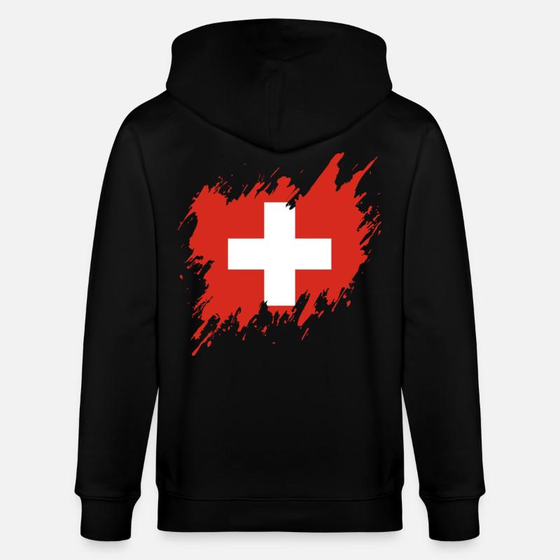 Drapeau de la Suisse, style déchiré - Veste à capuche bio CULTIVATOR Stanley/Stella Unisexe - noir