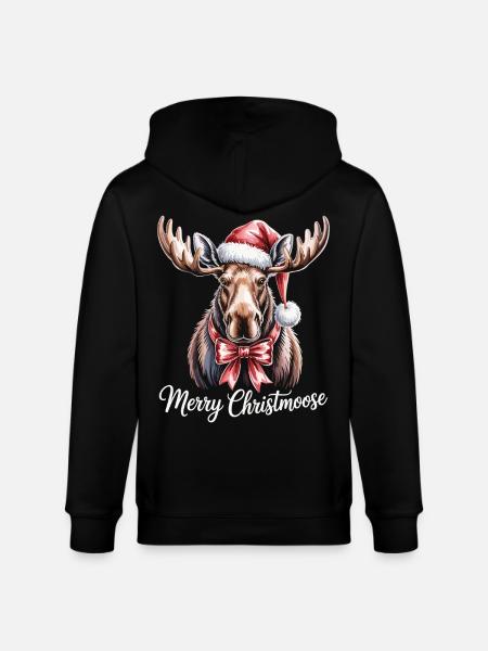 Christmas Moose – Merry Christmoose - Stanley/Stella CULTIVATOR Unisex Organic Hooded Jacket - black