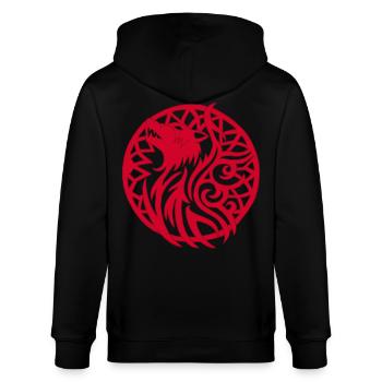 Loup viking rouge et talisman de chance - Veste à capuche bio CULTIVATOR Stanley/Stella Unisexe - noir - Dos - Anna (173cm)
