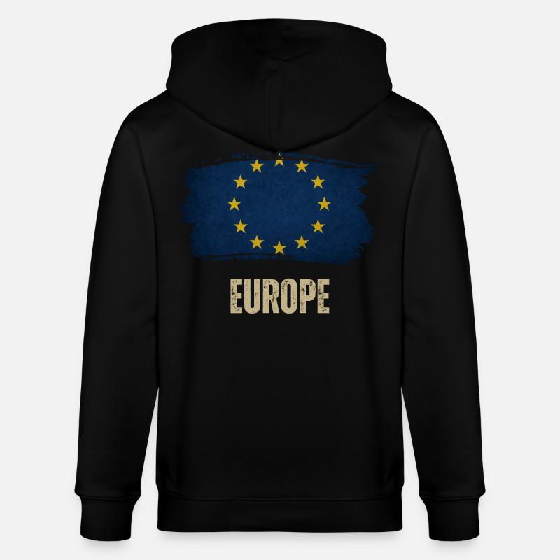 Drapeau grunge de l’Europe, j’aime l’Europe - Veste à capuche bio CULTIVATOR Stanley/Stella Unisexe - noir